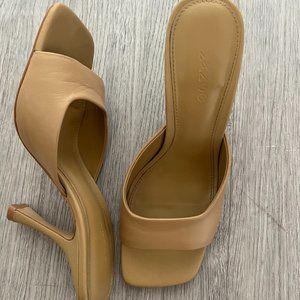 COPY - MANGO nude heeled mules